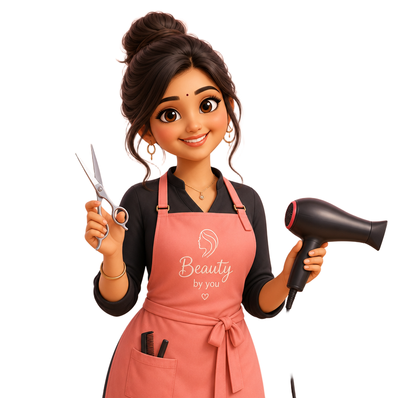 Cute 3D illustration of a friendly salon professional